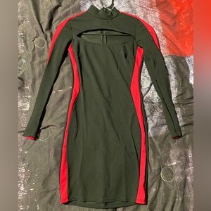 Black/Red Long-Sleeve Dress XS Fashion Nova